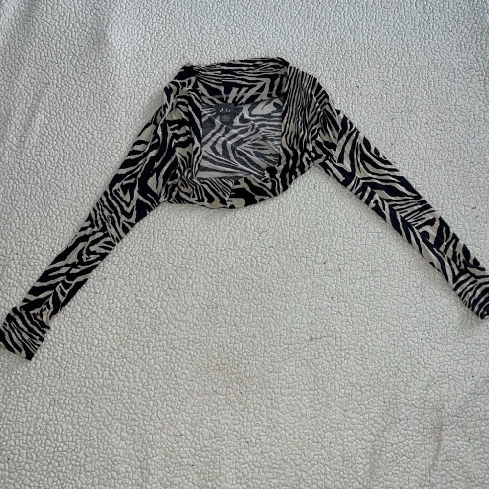 Dots Zebra Patterned Long Sleeve Crop Top